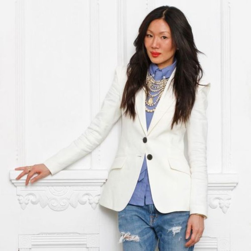 Marissa Web GENEVIEVE White Linen Blazer Size 4